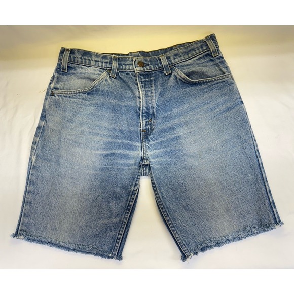 Vintage 1984 Orange Tab Levi's 575 Jorts Raw Hem Size 32 - Picture 3 of 12